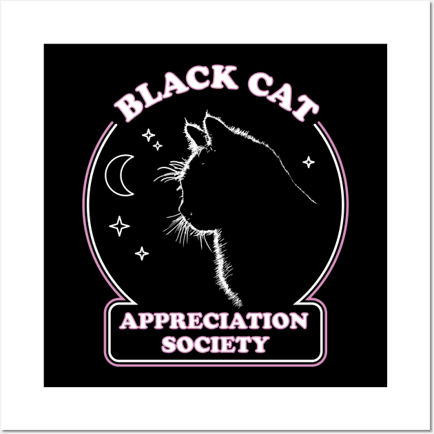 Black Cat Appreciation Society - Retro Witch Halloween Costume Wall Art by YourGoods